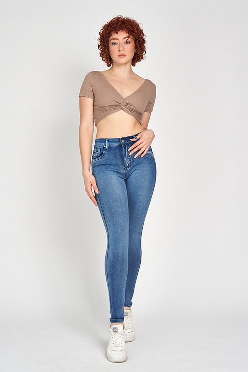 SKINNY SATÍN JEANS BÁSICO JY2307-12ST